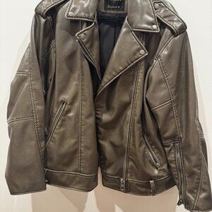 Zara Brown Faux Leather Moto Jacket